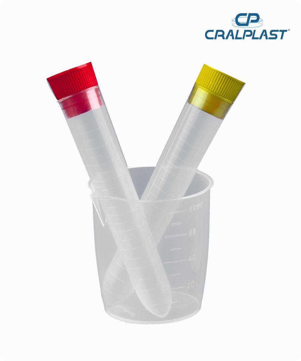 Kit de urina com 01 frasco de coleta + 02 tubos PP de 12mL